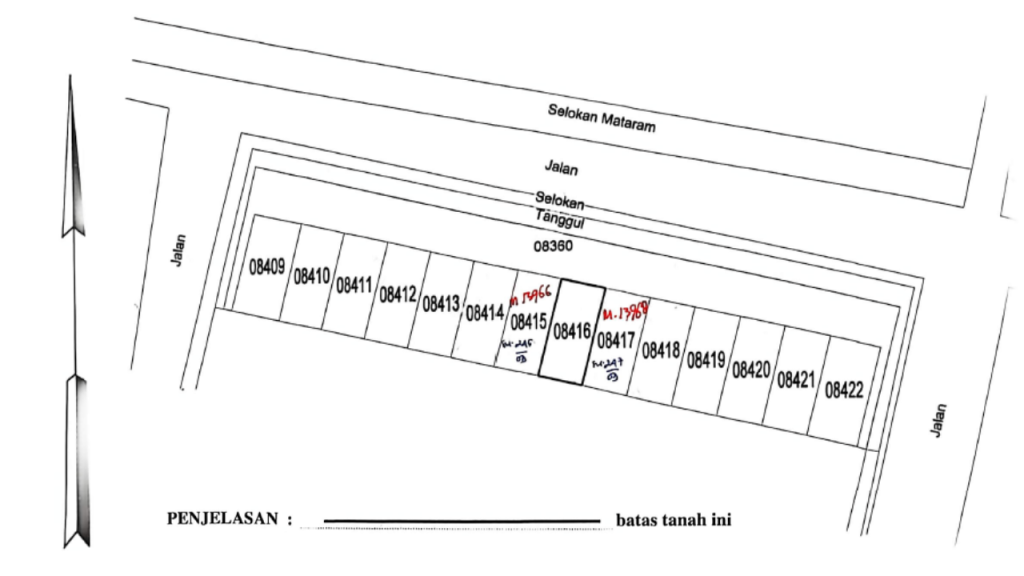 letak bidang tanah